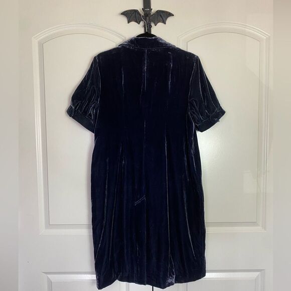 Vince Camuto Coat Vintage Inspired Navy Velvet Button Down Elegant size 8 - Picture 2 of 10